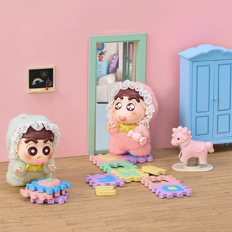 52 لعبة تلوين شين تشان الطفل سلسلة الفينيل أفخم صندوق أعمى لطيف أنيمي شخصية دمية سطح المكتب العصرية حلية لعبة من الكارتون هدية