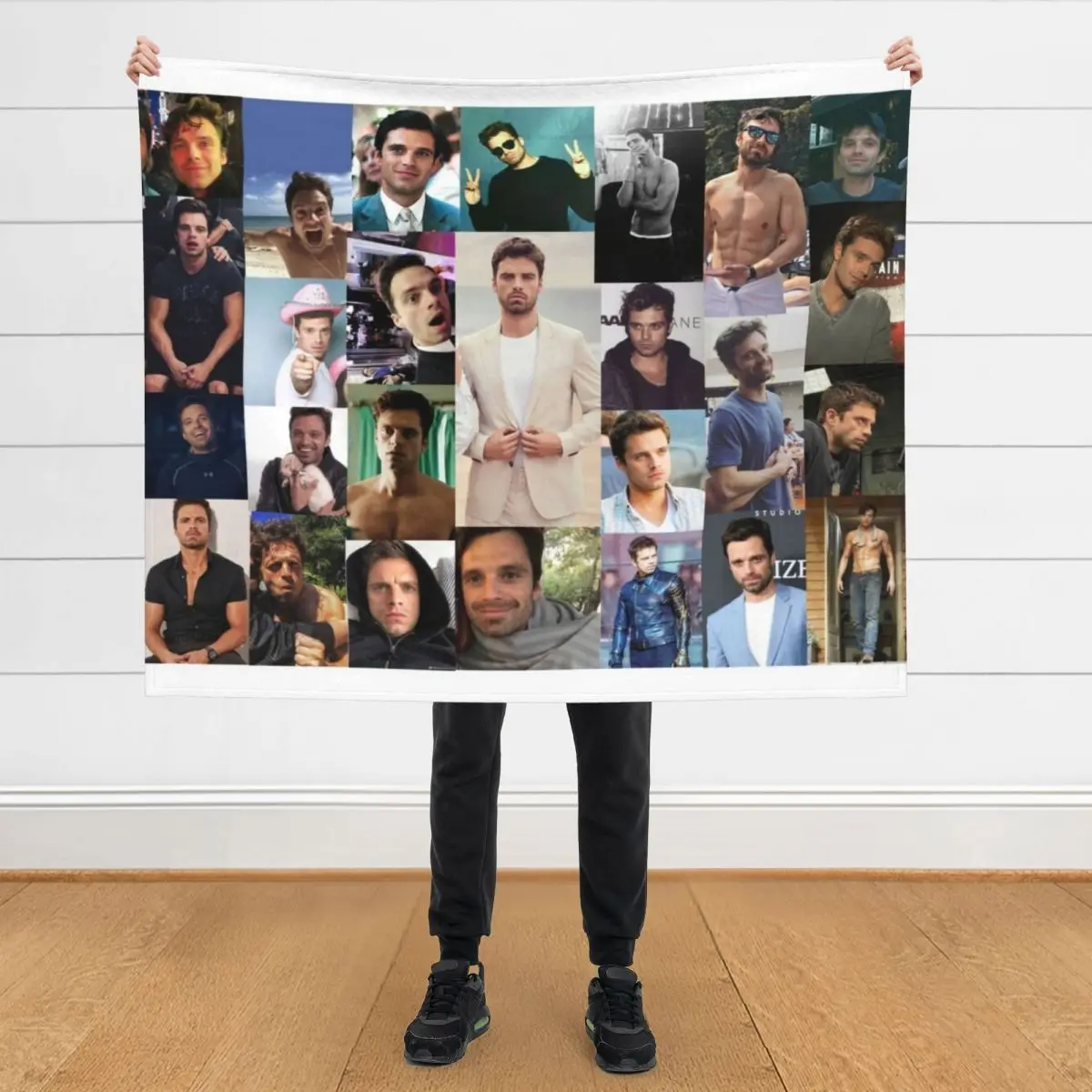 

Sebastian Stan Collage Throw Blanket Large Sleeping Bag Comforter Blankets