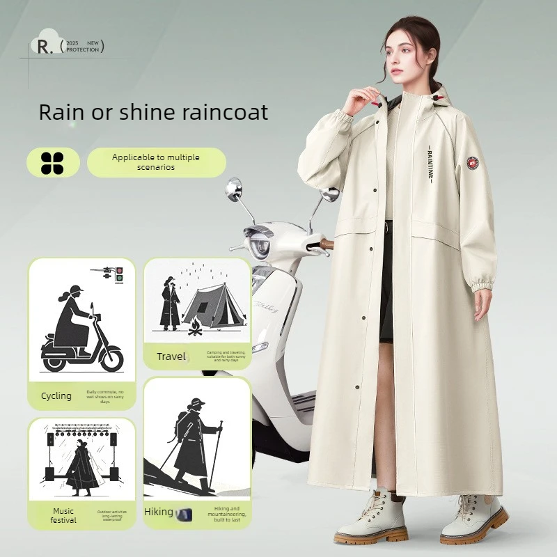 HOT Raincoat Long Full Body Waterproof MTB Road Bicycle Single Ride Rainwear Lengthen Brim Fashion Men and Women Raincoat view 4