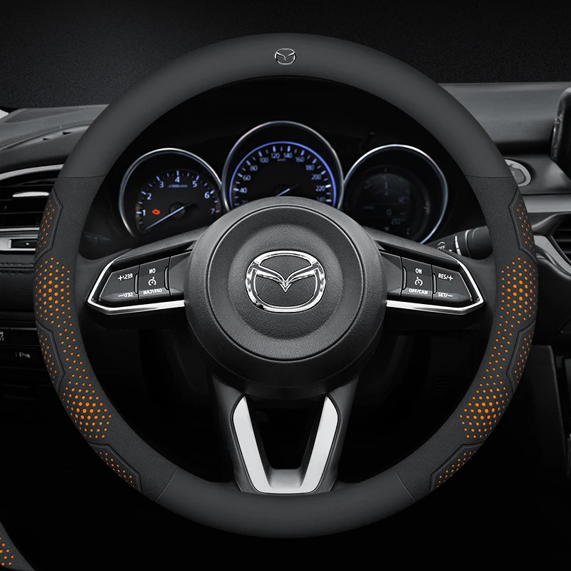 Carbon fiber Suede Car Steering Wheel Cover For Mazda 3 5 6 SKYACTIV Axela Atenza CX30 CX5 CX8 CX9 MX5 RX8 RX7 BT50 Accessories