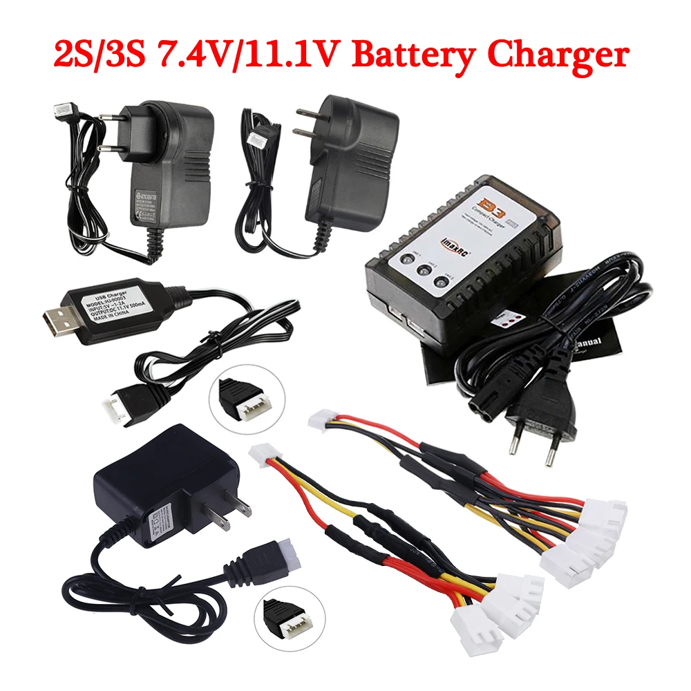 7.4V/7.6v 11.1v/11.4v Lipo Battery charging Parallel line cable USB 2S 3S balance charger B3