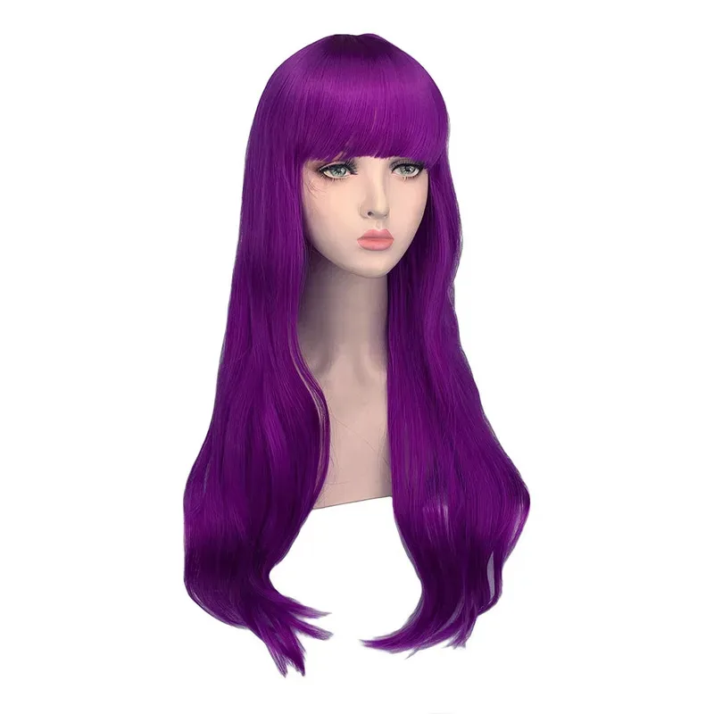 Descendants Adrey Evie Evil Mal Anime Long Purple Wave Synthetic Hair Cosplay Halloween Costume Accessories Wig Wih Cap gkl/6