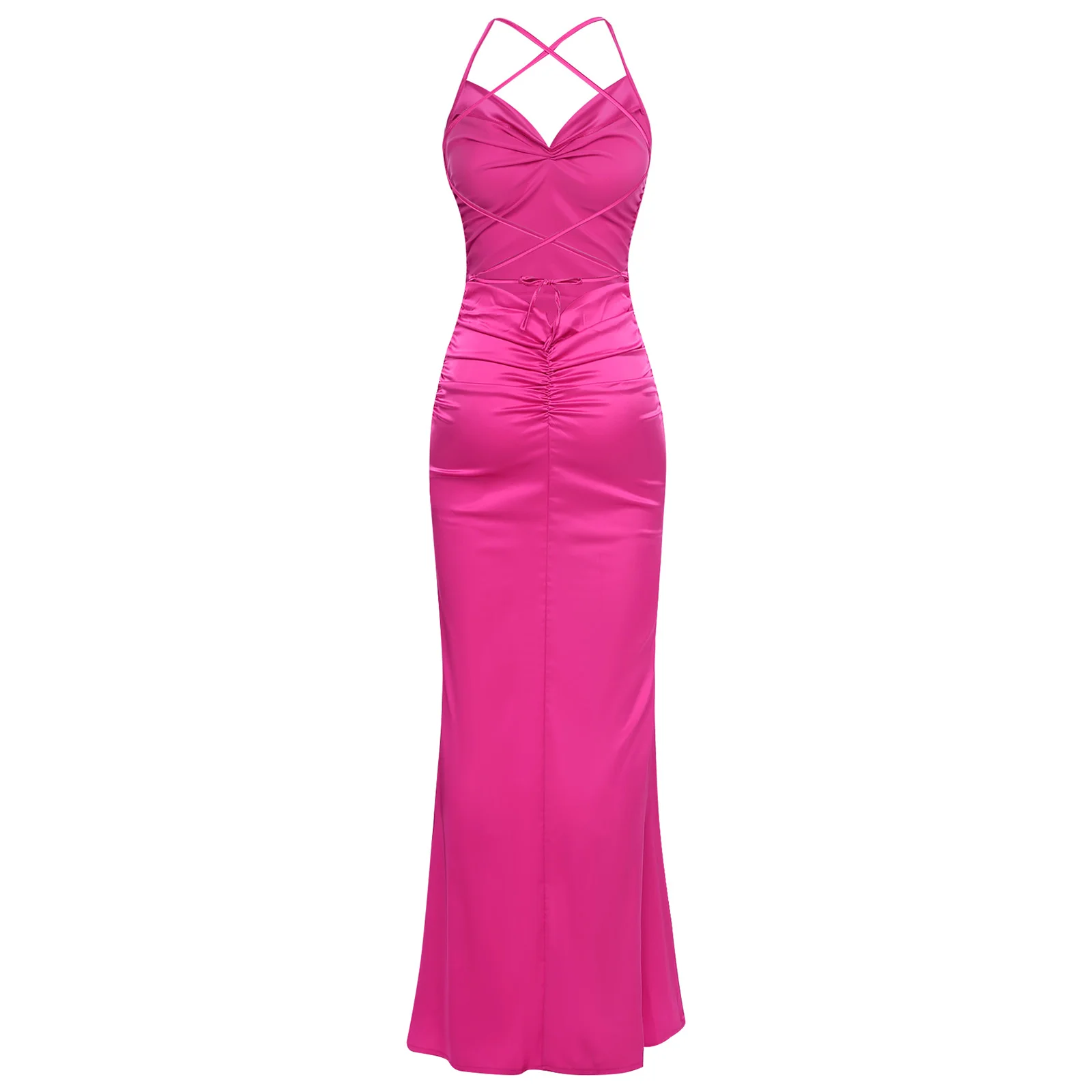 Vestido camisola Sexy para mujer, vestido de cóctel ajustado para fiesta de banquete, vestidos de noche de boda hasta el suelo con tirantes finos y espalda descubierta
