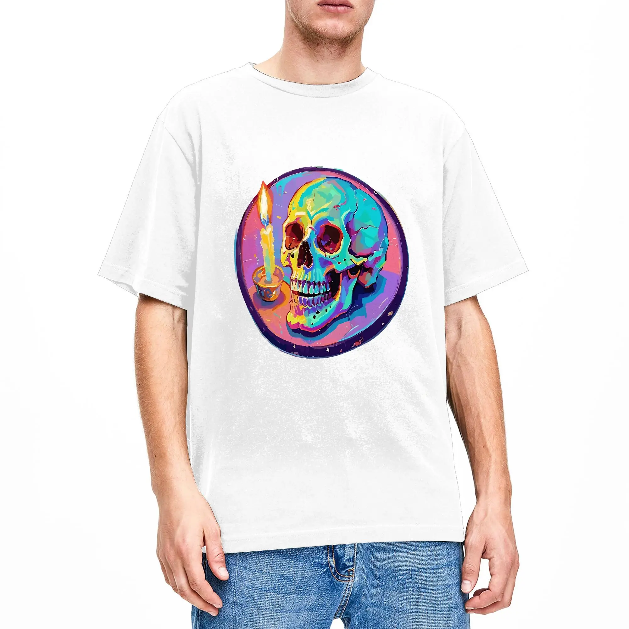Rock Reel Grateful T Shirts Men's  100% Cotton Vintage T-Shirts O Neck  Tees Short Sleeve Clothing Plus Size