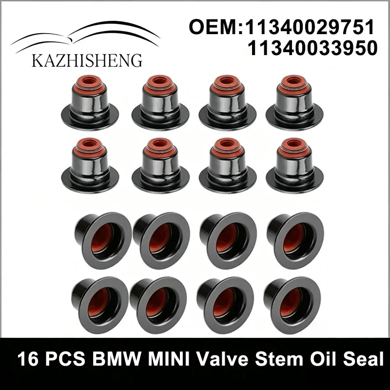 16PCS 11340033950 11340029751 1Set Valve Stem Seal For BMW Mini Cooper R55 R56 R57 R58 1.6L 2007-2016