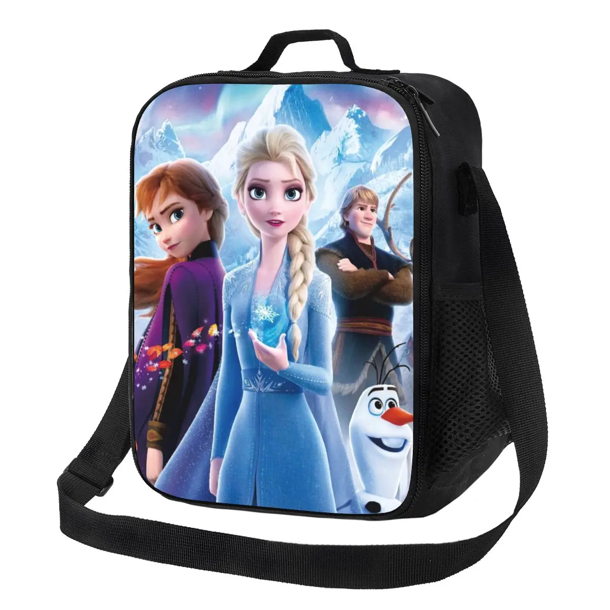 Custom Frozen Princess Elsa Anna Olaf Insulated Lunch Tote Bag for Women Cartoon Anime Cooler Thermal Food Lunch Box School