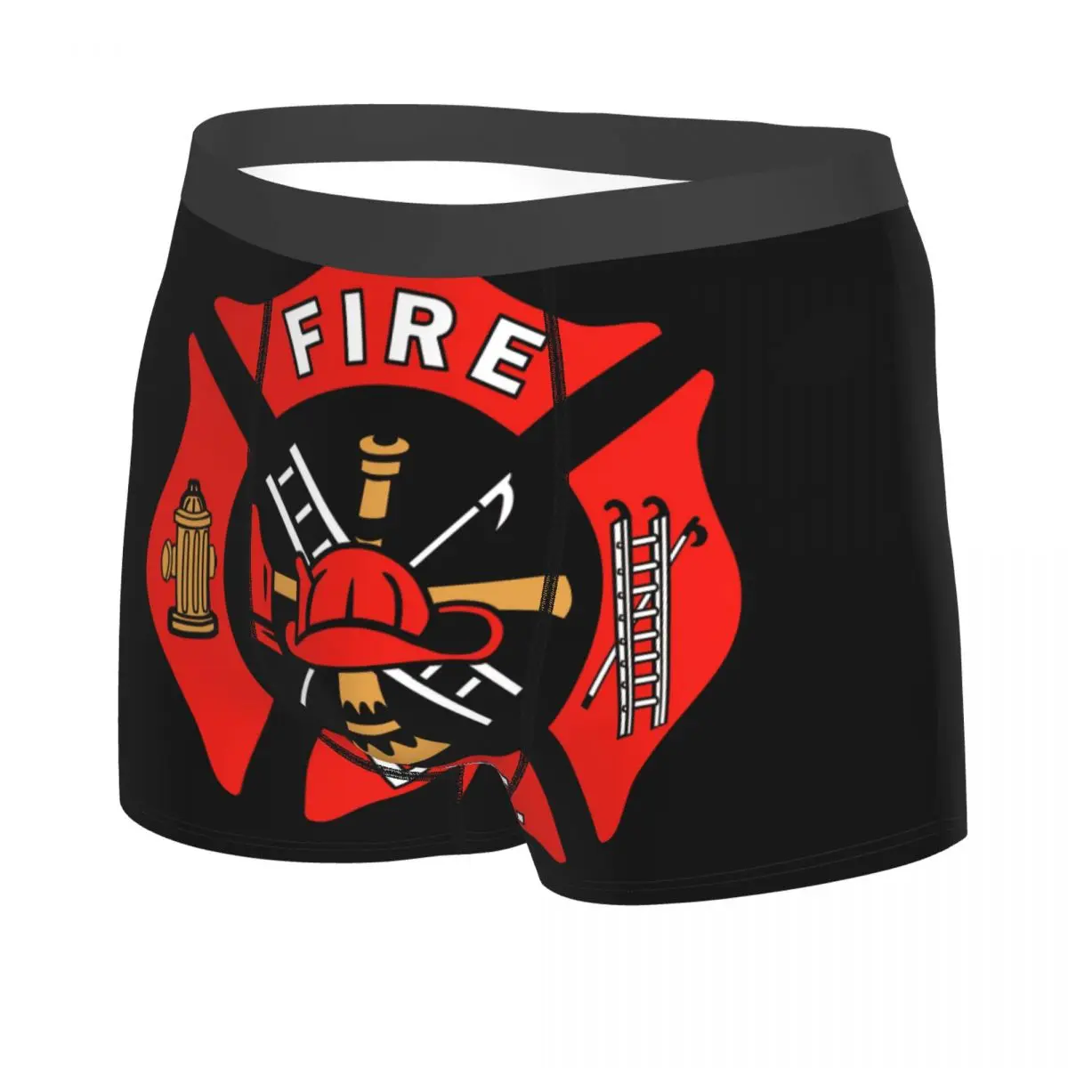 Custom Cool Firefighter Department Logo Boxers Shorts Panties Male Underpants Comfortable Fireman Fire Rescue Briefs Underwear