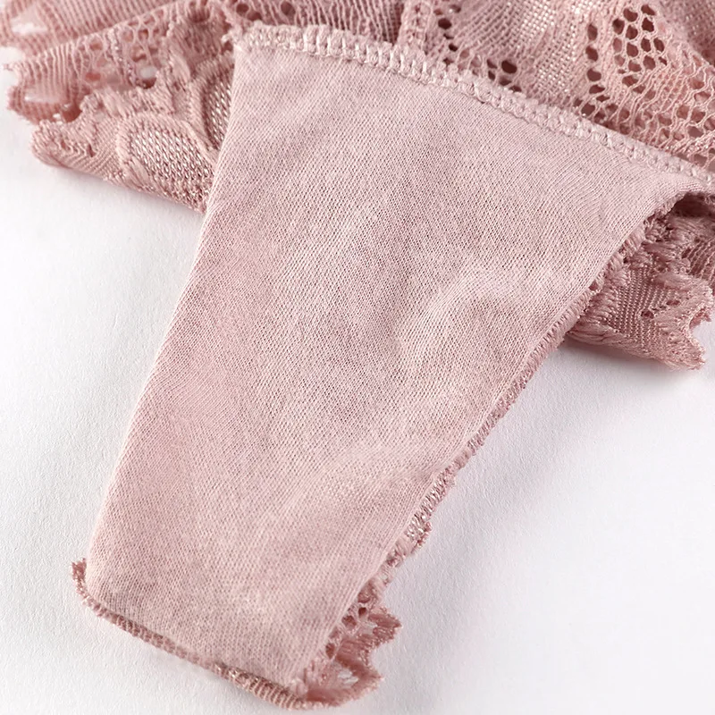 Panties Women Sexy Lace Thong Hollow-out Transparent Briefs Cotton Crotch G-string Set Underwear Lingerie 3 Pcs/lot Dropshipping