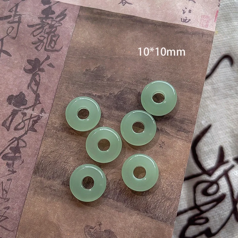 10pcs Chinese Style Vintage Jade Nail Charms Green Peace Buckle Bamboo Section Nails Decoration 3D Wholesale Manicure Accessorie