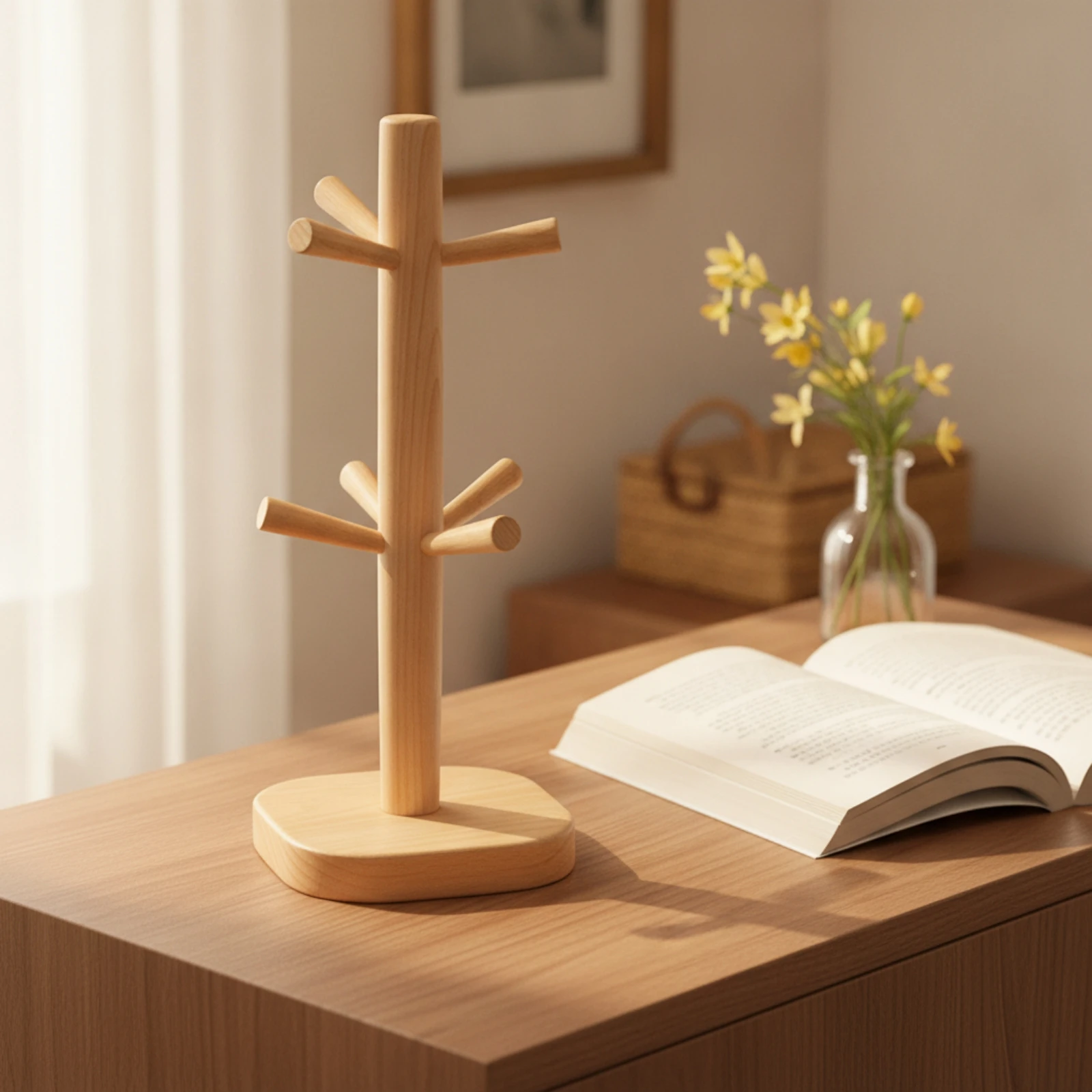 Key Organizer with Peg Arms Freestanding Key Tree Upright Clutterunobstructed for Entryway, Hallway