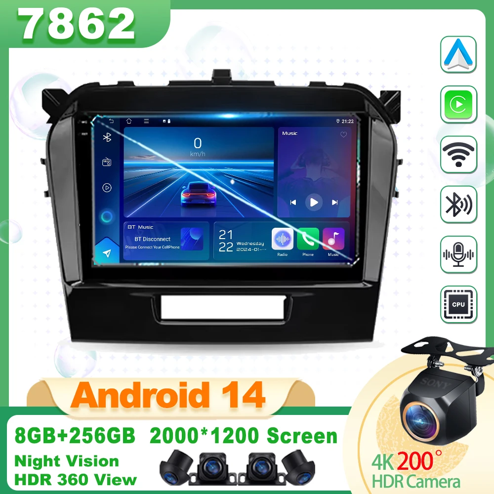 

Car Android For Suzuki Vitara 4 2014 - 2018 Android 13 Car Multimedia Player Touch Screen Carplay GPS Navigation No 2din DVD DSP