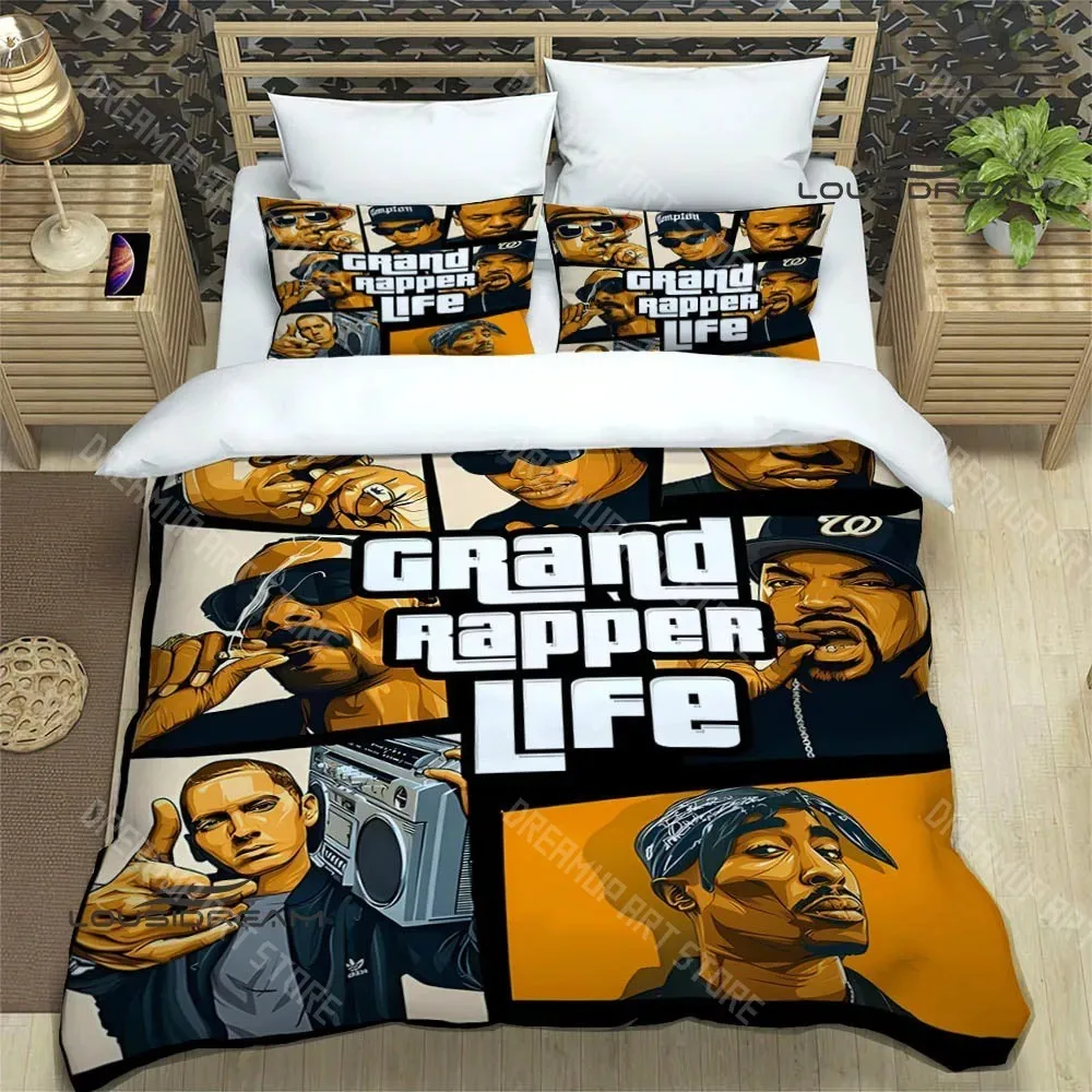 3D Printed 2 PAC Hip Hop Rapper Bedding Set for Boys Girls Duvet Cover Pillowcase Twin Queen King Full Single Double Sizes