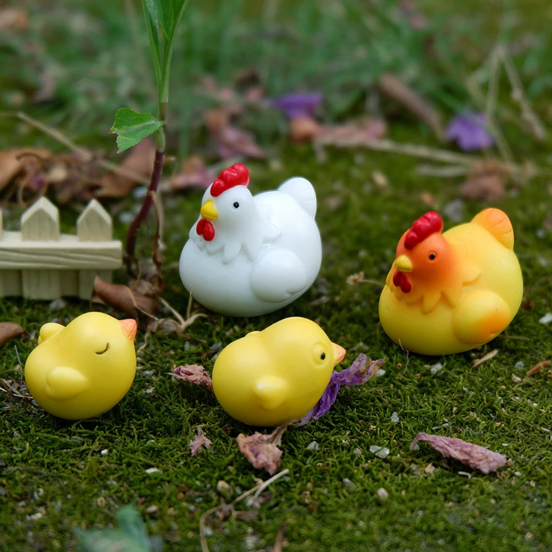 6 pz/set Gallina Bianca Uova di Pollo Figura Animale Pulcino Giallo Modello Casa/Scrivania/Decorazione Della Torta Rara Limite Raccogliere Giocattolo Regalo per Il Capretto