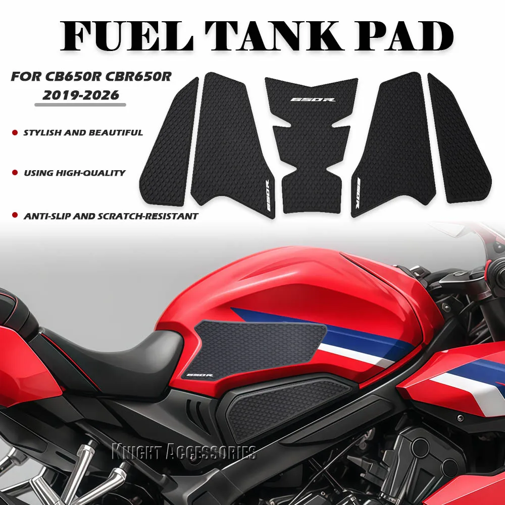 For CB650R CBR650R CB 650R 2019-2026 Fuel Tank Traction Side Pad Motorcycle Rubber Decals Black Gas Knee Grip Protector Sticke