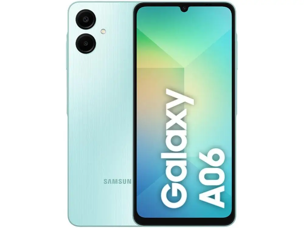 Smartphone Samsung Galaxy A06 128GB 4GB RAM Verde Claro 6,7" Câm. Dupla + Selfie 8MP Smartphone Samsung Galaxy A06 128GB 4GB RAM Verde Claro 6,7