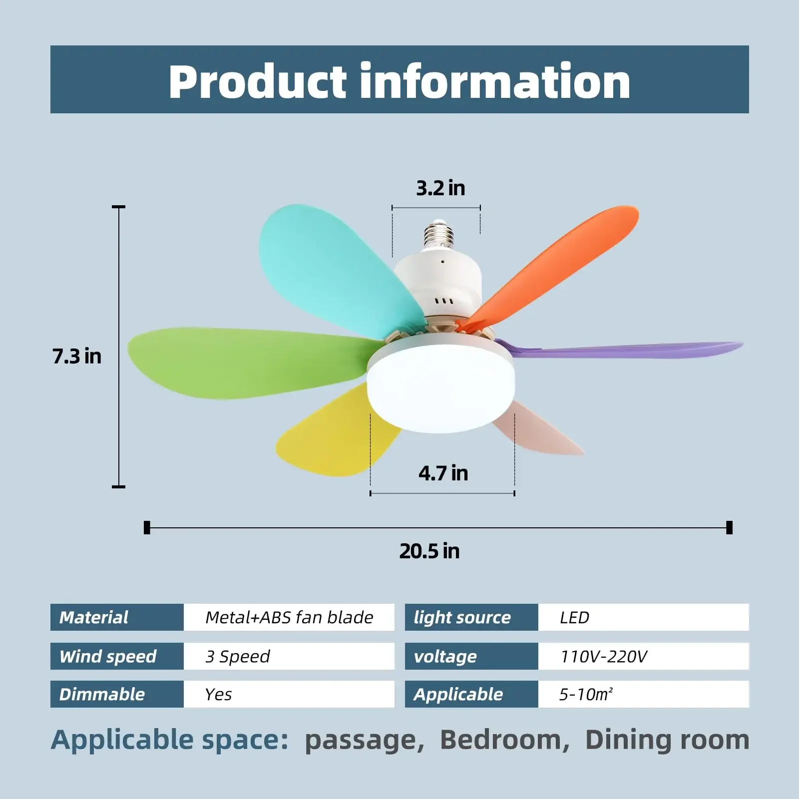 Kouamor 52cm Ceiling Fan Light Bulb Bayonet Fitting, Ceilings Fans with