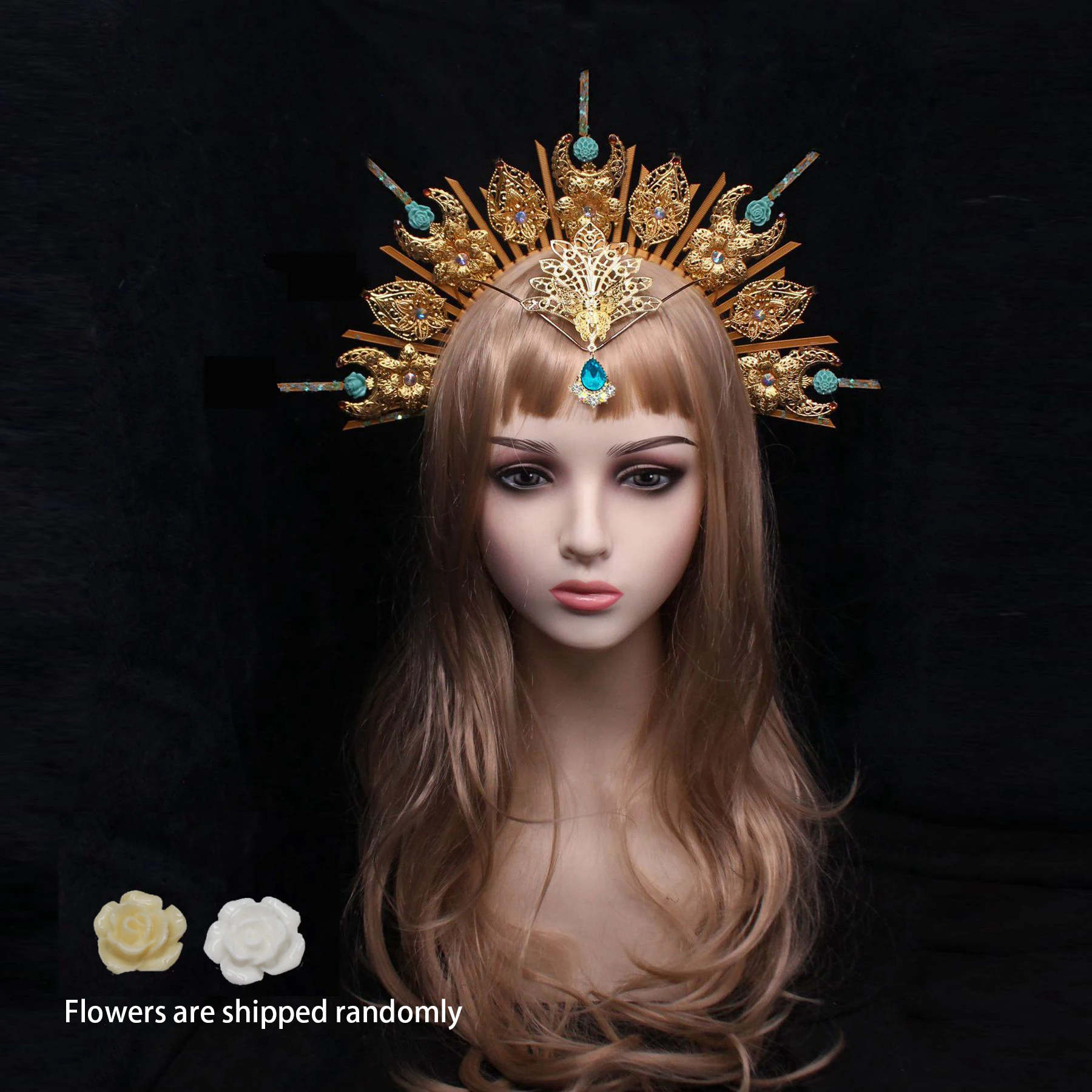 Handmade Goddess Halo Crown Costume Makeup Party Headpiece  Nightclub Sun God Exaggerated Headband Bridal Hair Accessory