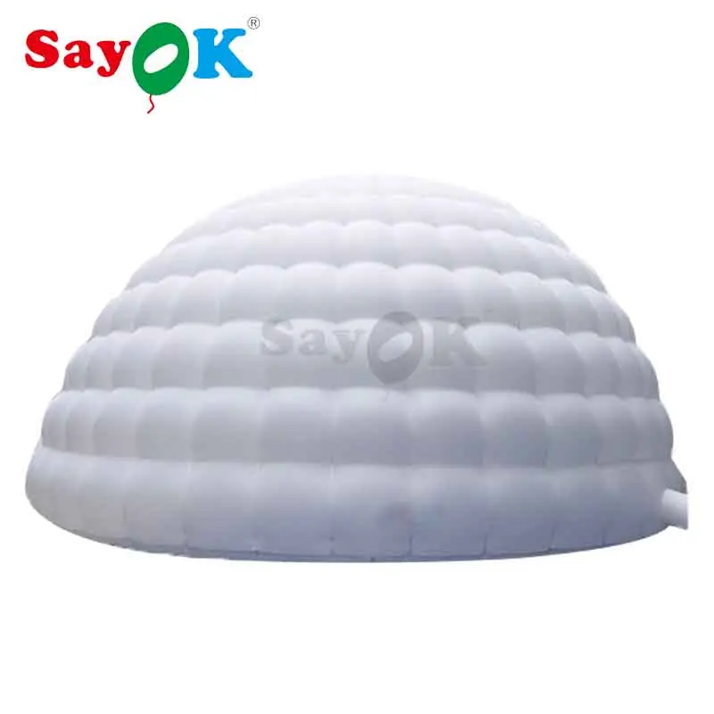 SAYOK 5m gigante inflável cúpula tenda com grandes aberturas LED iluminado inflável Iglu tenda ar marquise ao ar livre Icegloo casa