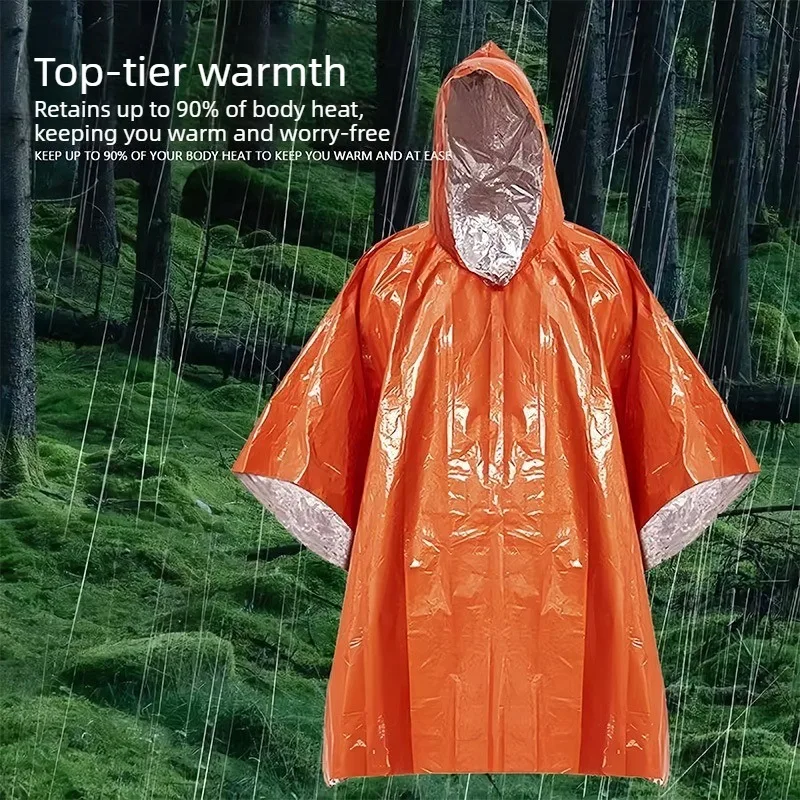 1-10PCS Emergency Rain Poncho Thermal Foil Blanket for Outdoor Survival Cold Weather Protection and First Aid Supply