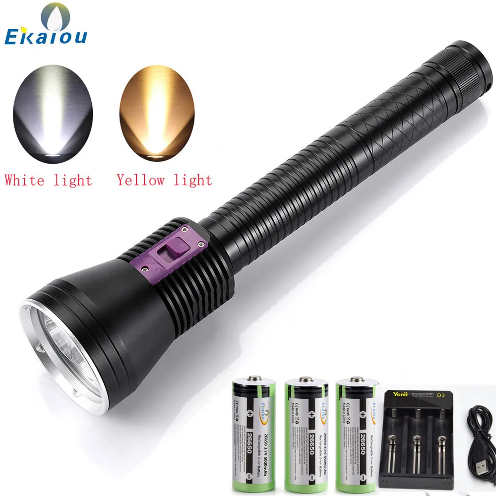 New High Brightness 3xXHP70.2 LED Diving Flashlight 26650 Tactical Torch Underwater 200M Waterproof Portable Dive Lamp