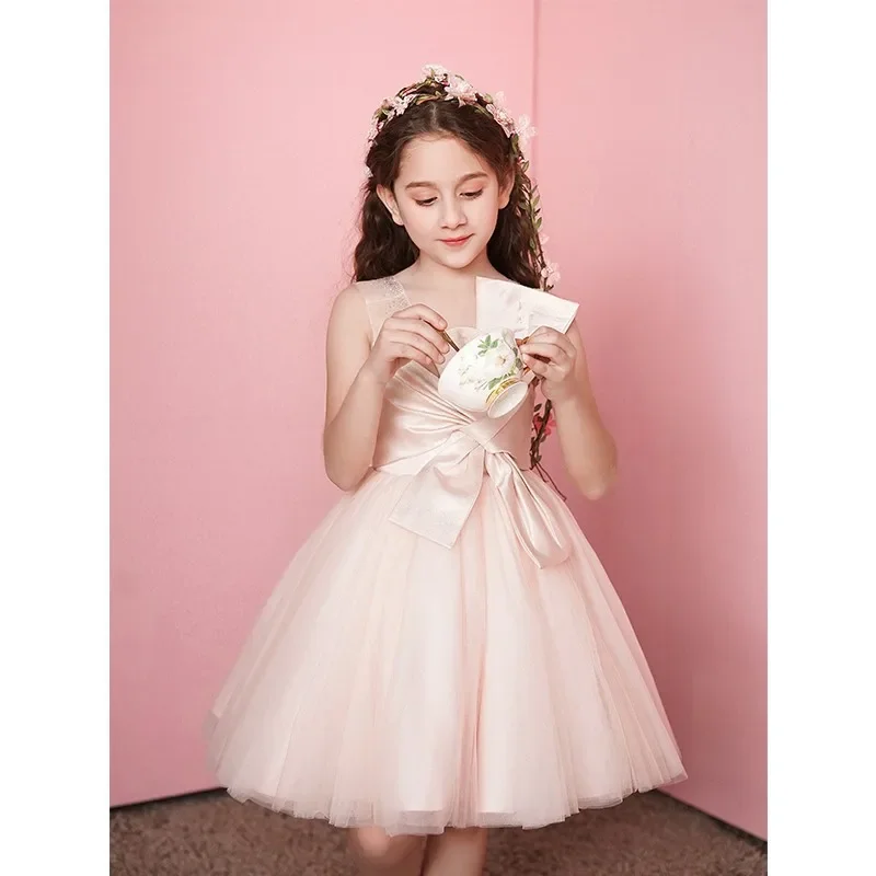 Design Baby Girl Dress Kids Bridemaid Wedding Dresses For Children Big Bow Ball Gowns Girls Boutique Formal Elegant Frocks