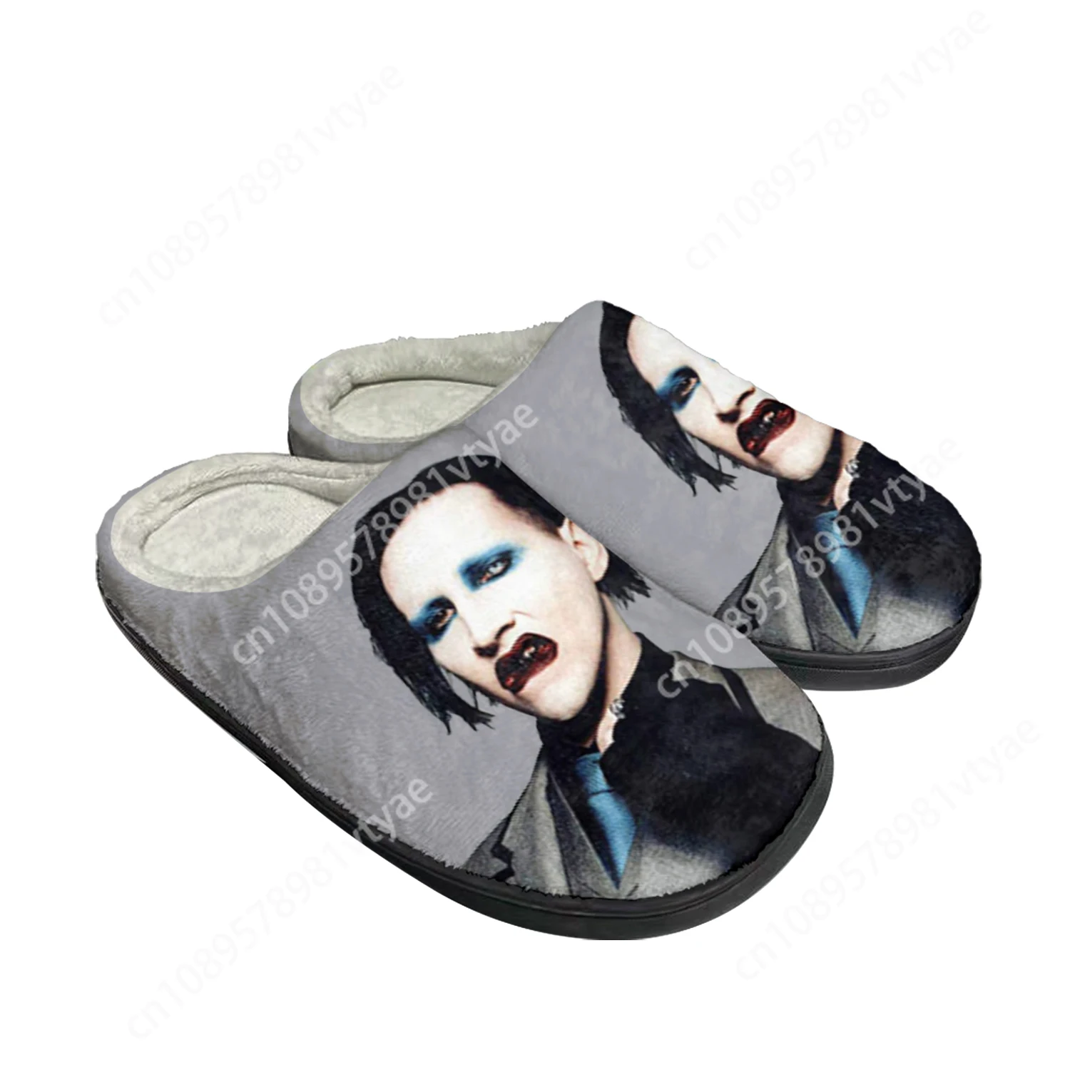 

Rock Band Singer Marilyn Manson Home Cotton Custom Slippers Mens Womens Sandals Plush Bedroom Keep Warm Shoe Thermal Slipper