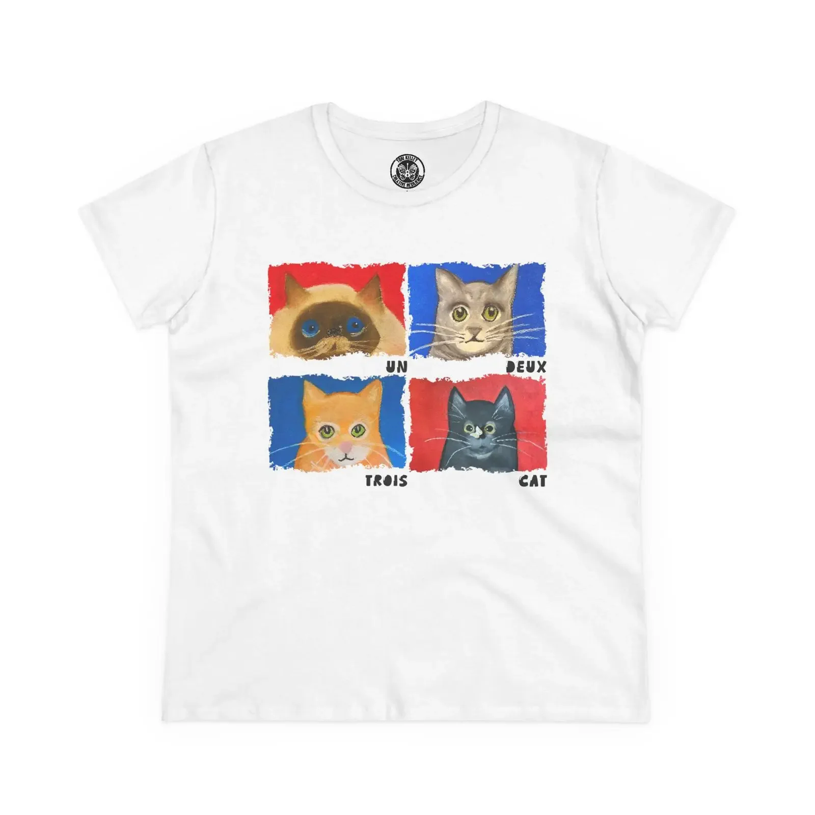 Un Deux Trois Cat Women Midweight Cotton T Shirt vintage Washed Slightly fashion Casual designer clothes Breathable Comfortable