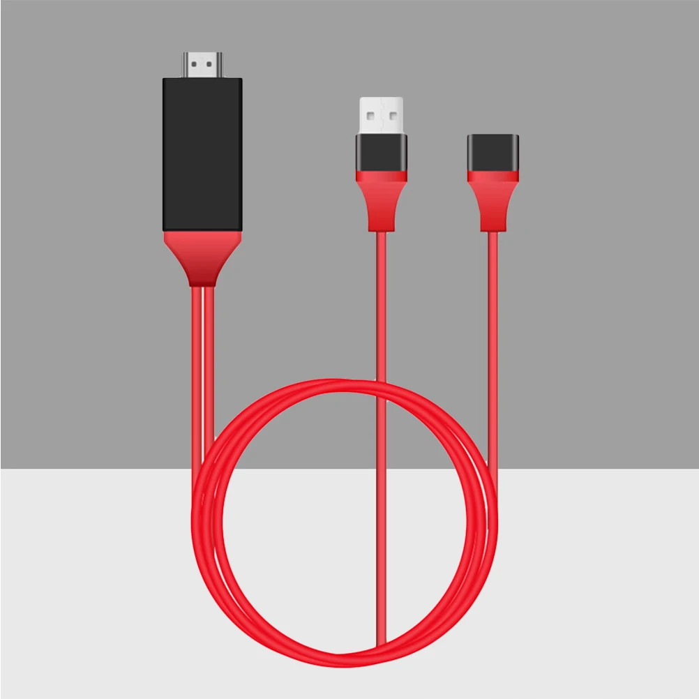 

3-In-1 Micro Usb To Usb Cable Adapter 1080P Hd Phone Mirroring Charging Cord For Ios Devices Red 1M Video Connector