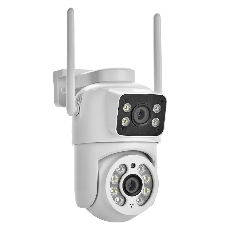 Dual Lens 4MP Security Camera ICSee Outdoor Waterproof 2.4G Wireless Wifi Camera Color Night Vision Two Way Audio