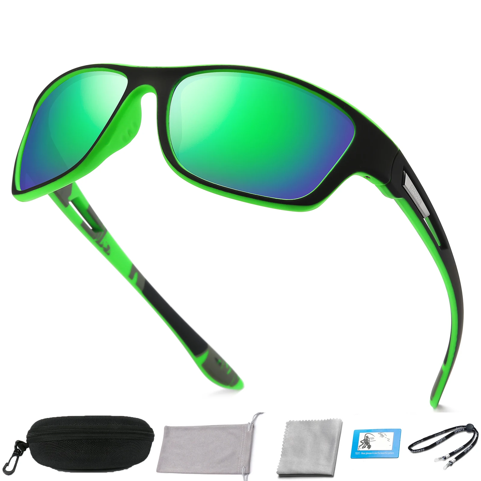 Óculos de sol polarizados com caixa, Shades condução dos homens, óculos ao ar livre, masculino esporte óculos de sol, caminhadas Eyewear, UV400