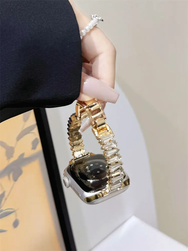 Metal tachonado de diamantes compatible con 38/40/41/42/44/45/46/49 mm compatible con correa Apple Watch Ultra/Se10/9/8/7/6/5/4/3/2/1