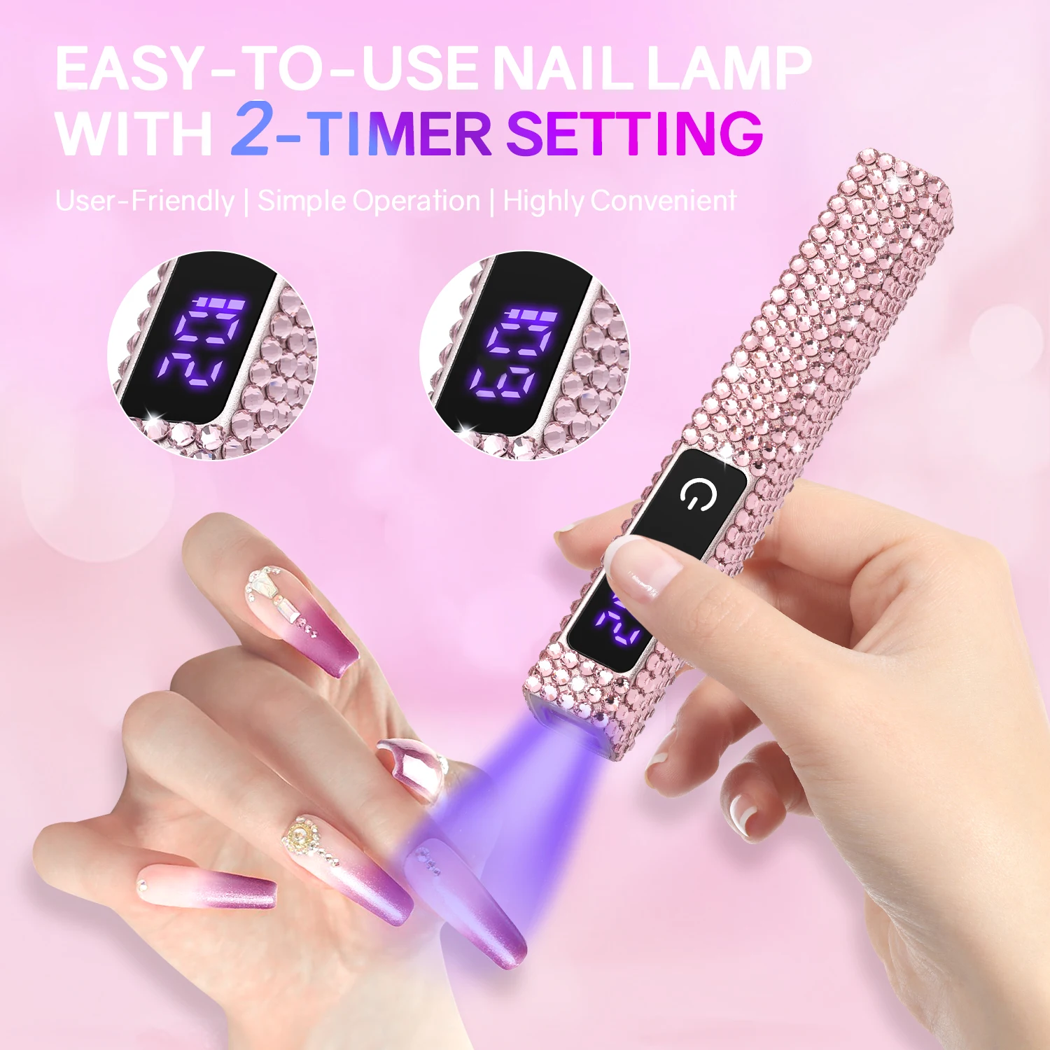 Mini lampada portatile portatile per unghie per tutti gli smalti in Gel lampada per unghie a LED UV ricaricabile USB ad asciugatura rapida con diamante