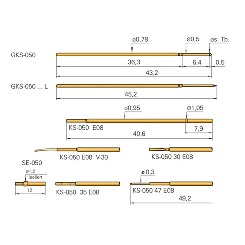 200PCS/Pack 050mil INGUN With Wire Socket KS-050 47 E08 V30 Test Probe