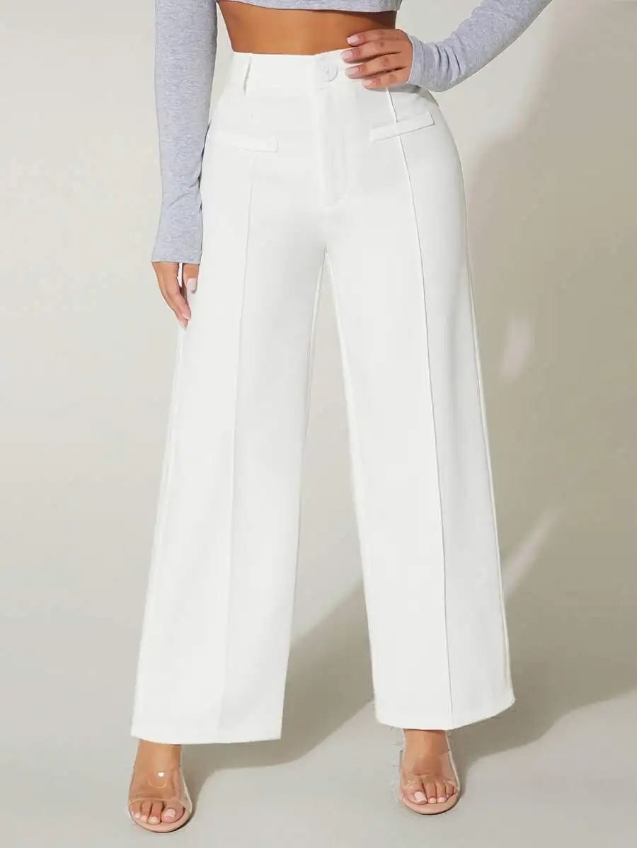 

Solid Wide Leg High Waist Trousers For Women Summer