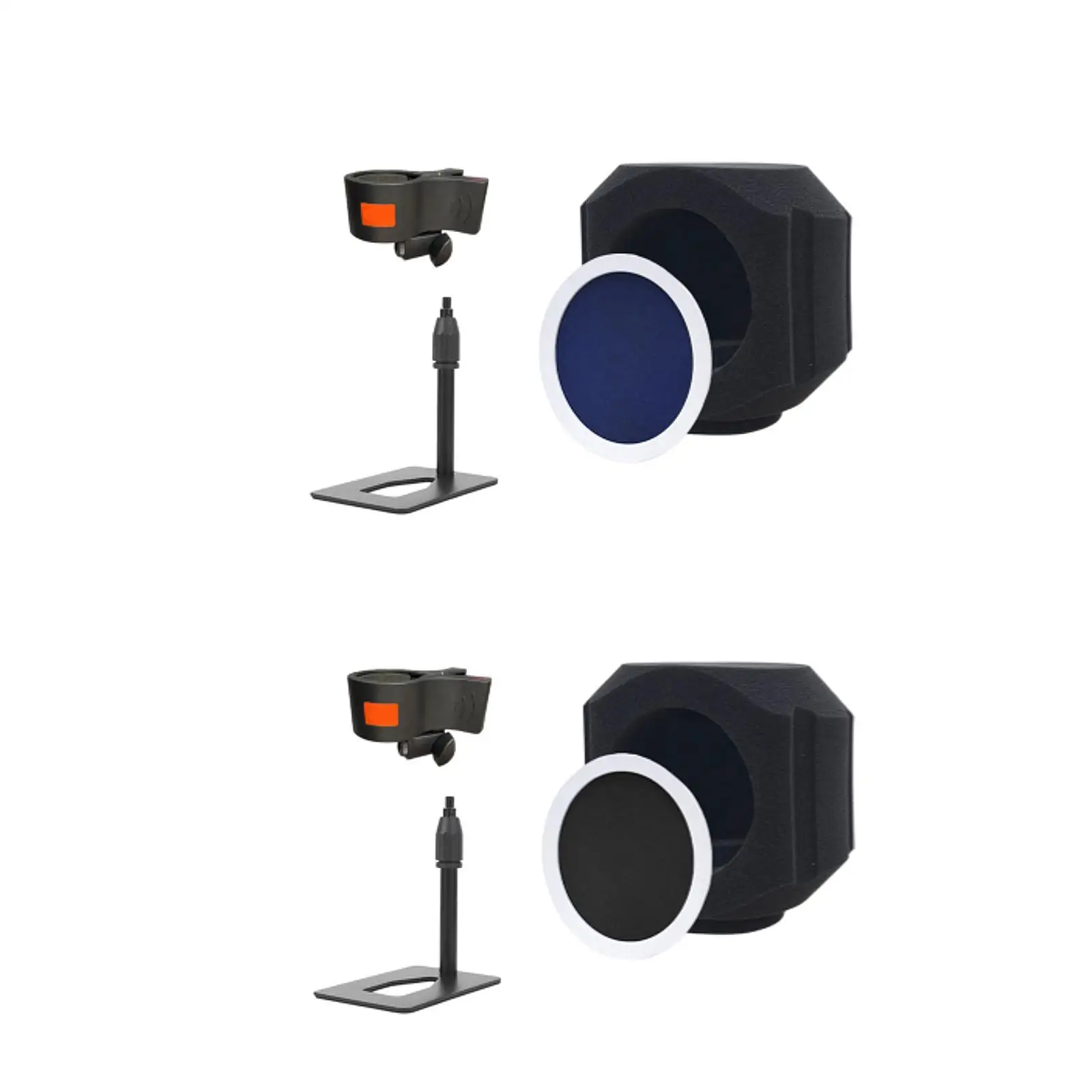 غطاء ميكروفون سهل التركيب، إسفنجة عازلة للصوت لسطح المكتب، حامل ميكروفون، حامل أرضي، دعامات تسجيل كابينة تسجيل