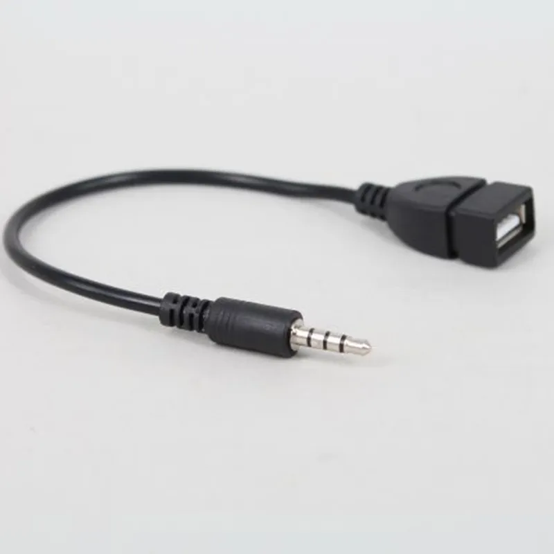 0.2m USB to 3.5mm Aux Audio Cable OTG TPE Cable Female to Male Jack Adapter for Car Speakers Usb Flash Disk All 3.5 Devices