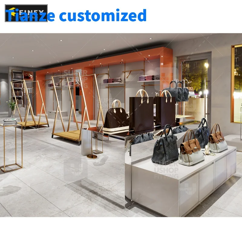 

（customized）High End Bags Shop Interior Design Wall Mounted Display Shelf Rack Stand and Showcase