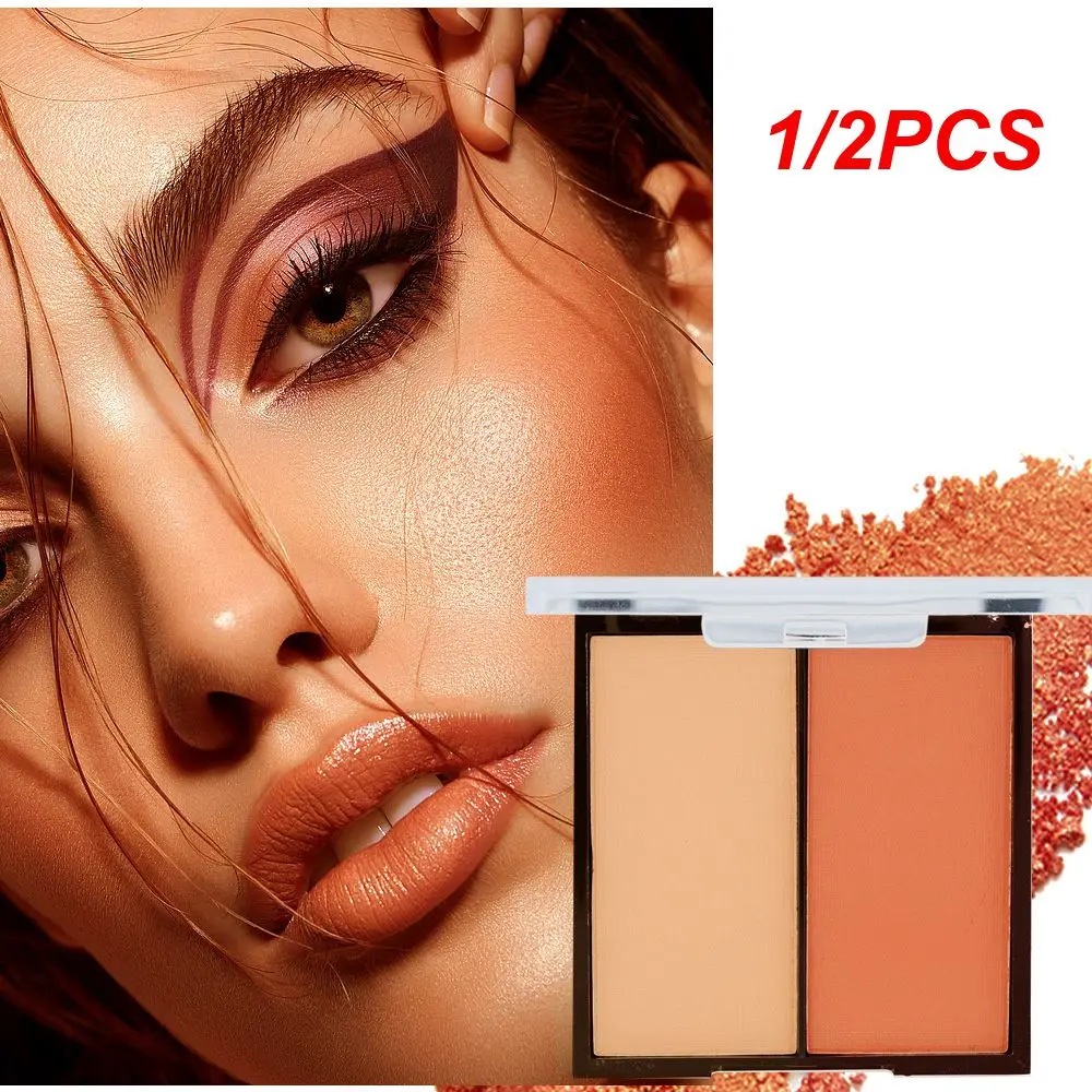 1/2PCS Two-color Delicate High Ductility Blush Small Repair Dual-use Smooth Makeup Color Rendering Eyeshadow Stereo