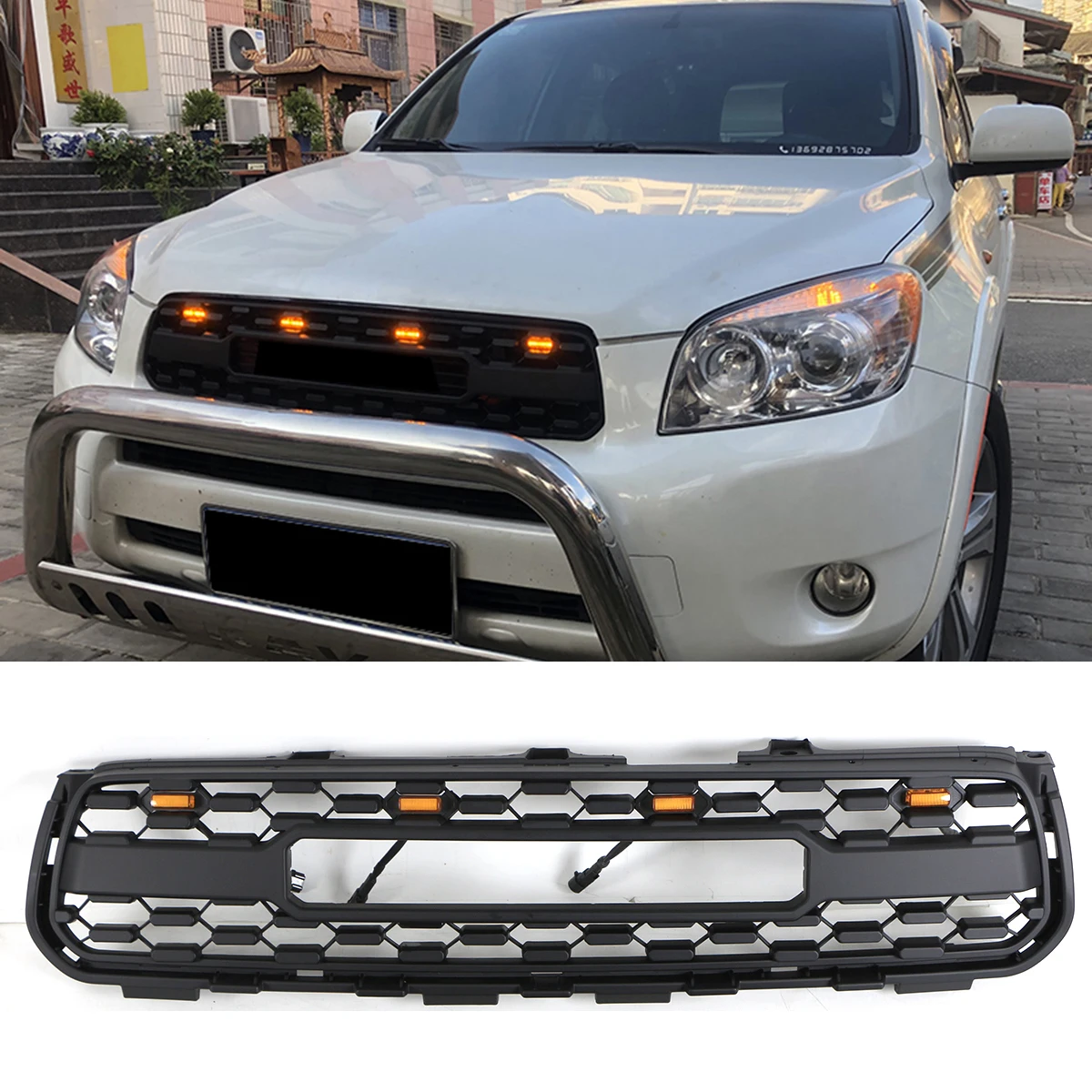

Front Grille Fits for Toyota RAV4 2001-2003 2004-2005 2006-2008 2009-2012 Racing Grill Amber Lights