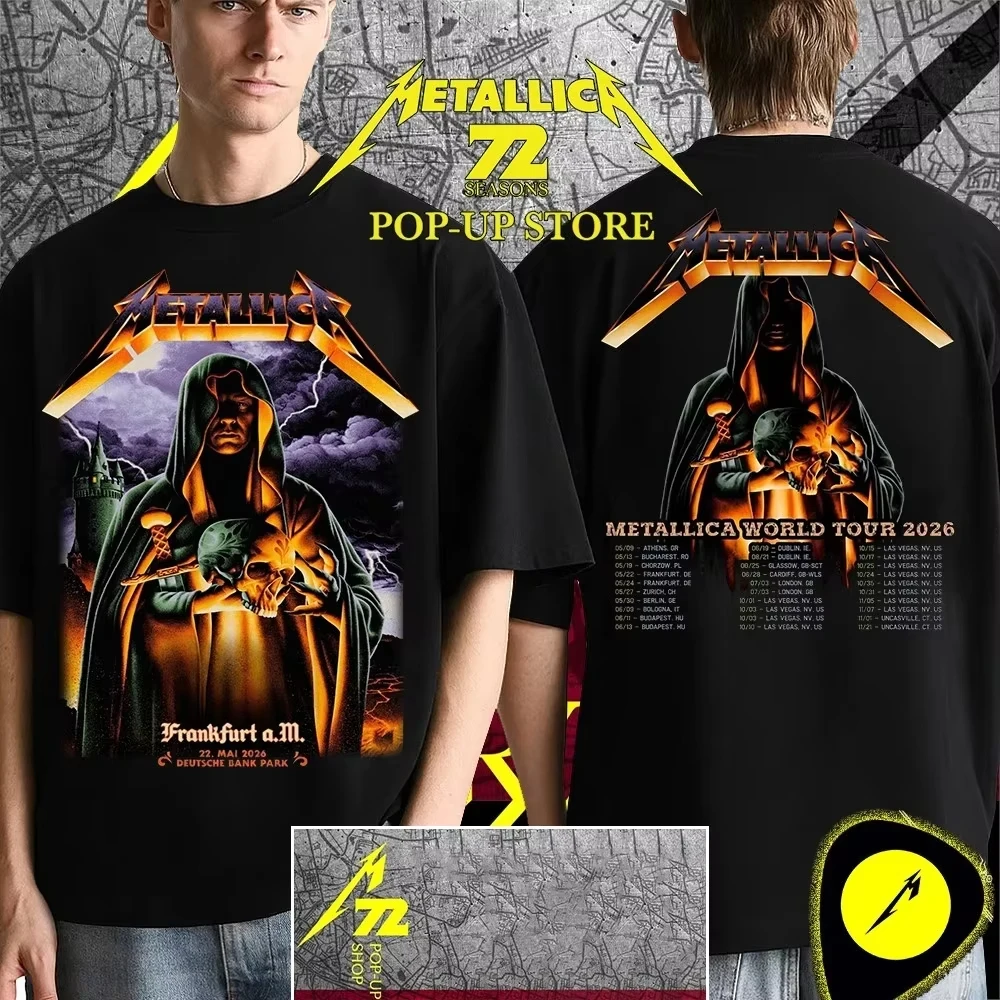 Metallica M72 World Tour Frankfurt 2026 T-shirt Men Women Rock Band Graphic Tee Oversized Cotton Short Sleeve Streetwear Casual