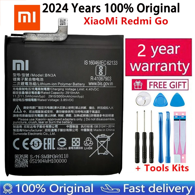 

100% Original Xiaomi BN3A 3000mAh Battery For XiaoMi Redmi Go BN3A Batterie Bateria Accumulator Smart Phone Battery