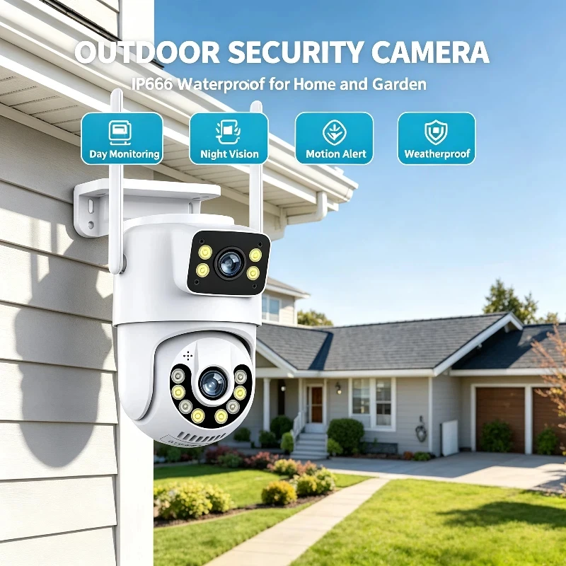 Psennikow 6MP WiFi IP Camera PTZ Dual Lens Two-way Audio Auto Tracking Security Outdoor CCTV Vedio Surveillance iCSee App
