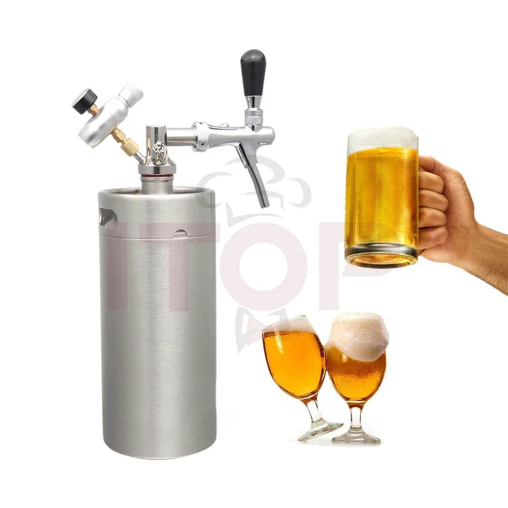 Home Brewing Stainless Steel 304 Beer Keg 2/3.6/5/8/10L Mini Beer Growler Keg Dispenser and Tap