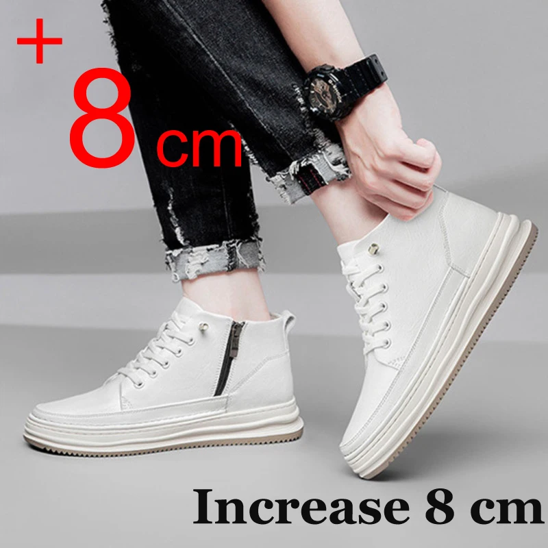 Men Boots Elevator Shoes Invisible Height Increase Shoes For Men 8cm 6cm Flat Sports Casual Ankle Boots Masculino Taller Male