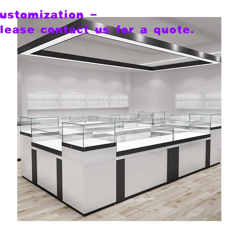 

custom.Elegant Modern Commercial Furniture Jewelry Showcase with Lighting Design Mall & Supermarket Counter Display
