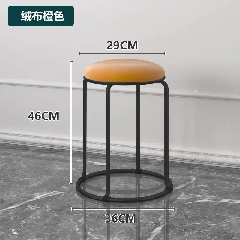 Light Luxury Black Stools Household Small Low Stool Nordic Round Ottomans Dining Table Chair Modern Simple Lazy Bench Furniture