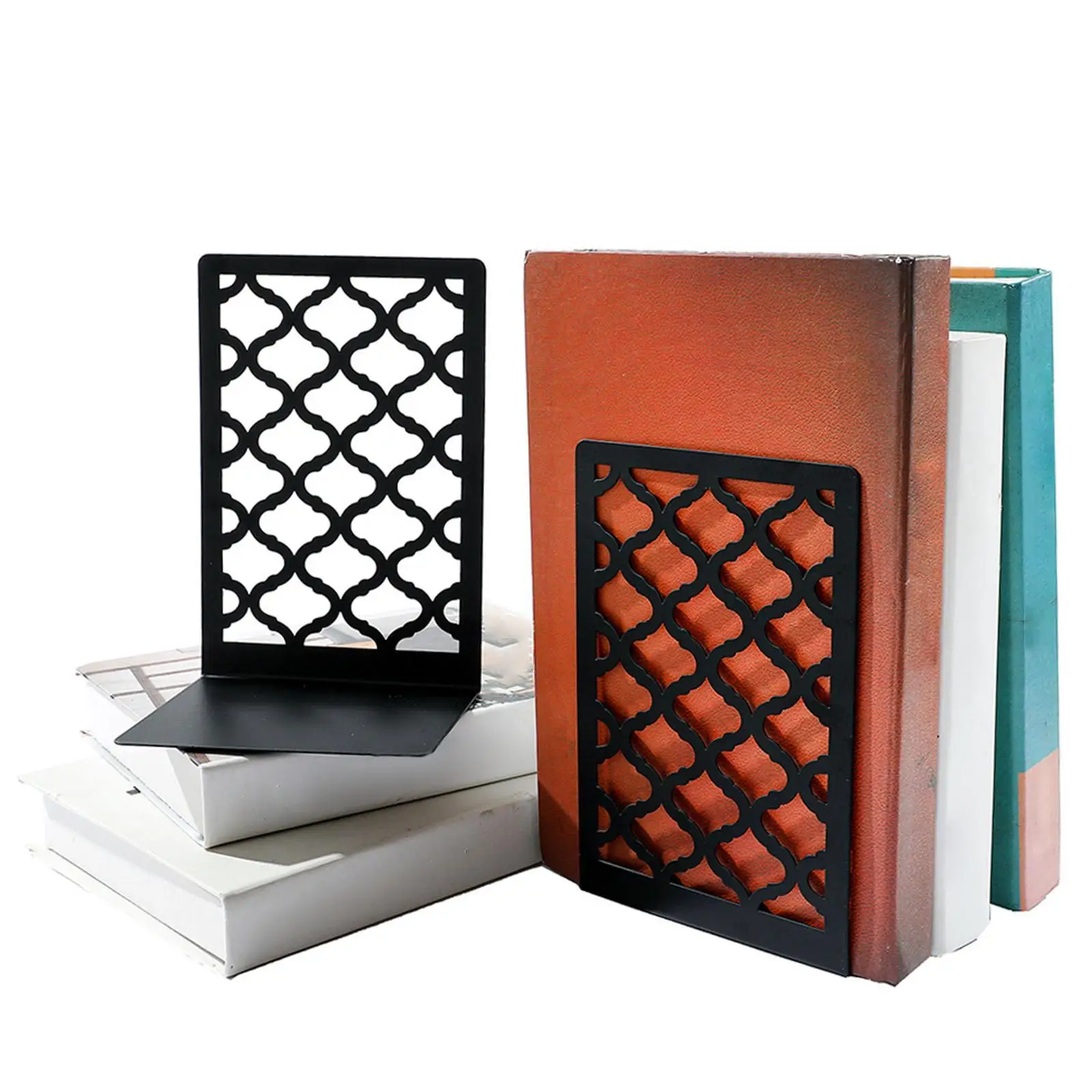 

2x металлические подставки для книг, противоскользящая основа, современный многофункциональный органайзер для книг, настольный держатель для книг для школы, офиса, спальни, домашней библиотеки