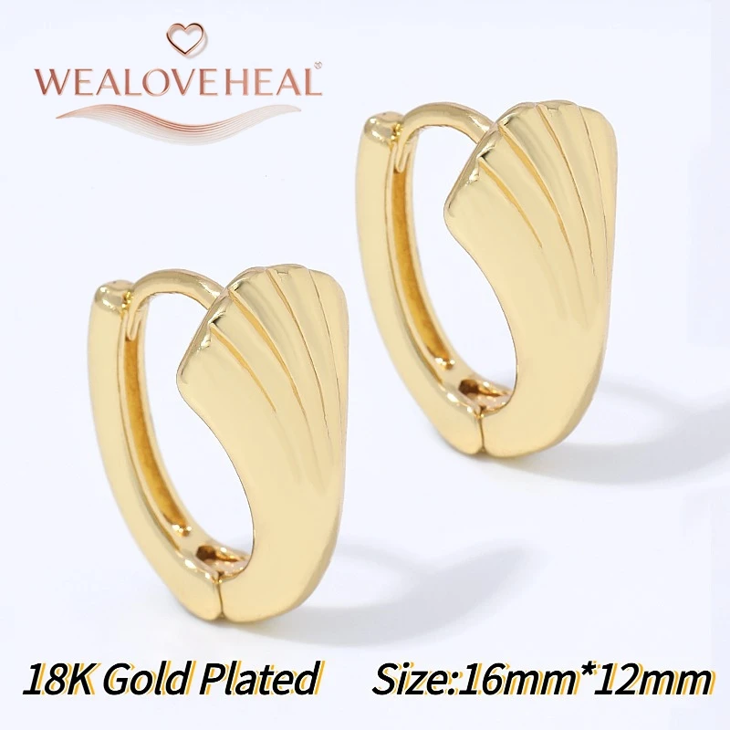 18K vergoldete Messing-Ohrringe mit japanischem Fächer-Muster, geometrische strukturierte Creolen für Frauen, einfacher Alltagsschmuck, Geschenk – Detail 21