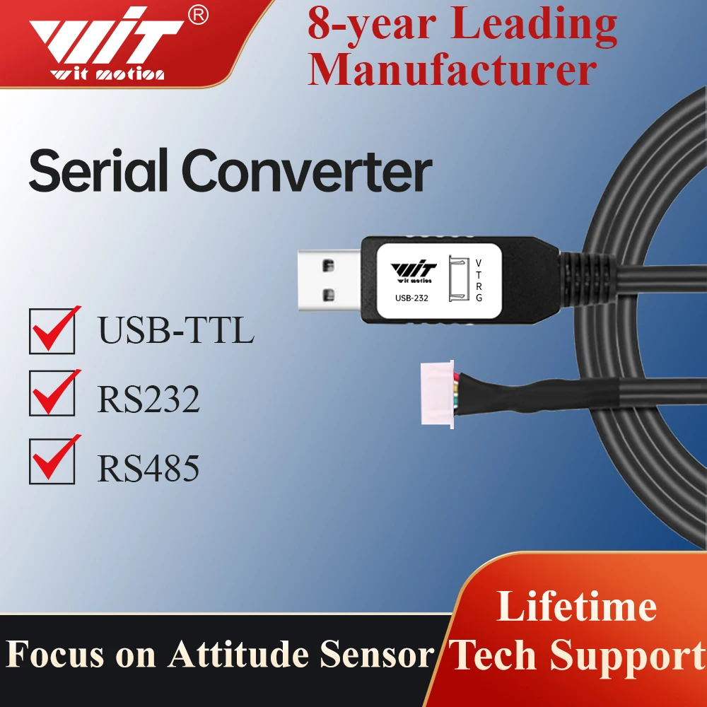 

WitMotion Serial Cable, TTL/RS232/RS485 interface optional, 1 meter length, Serial Converter for witmotion UART sensor series
