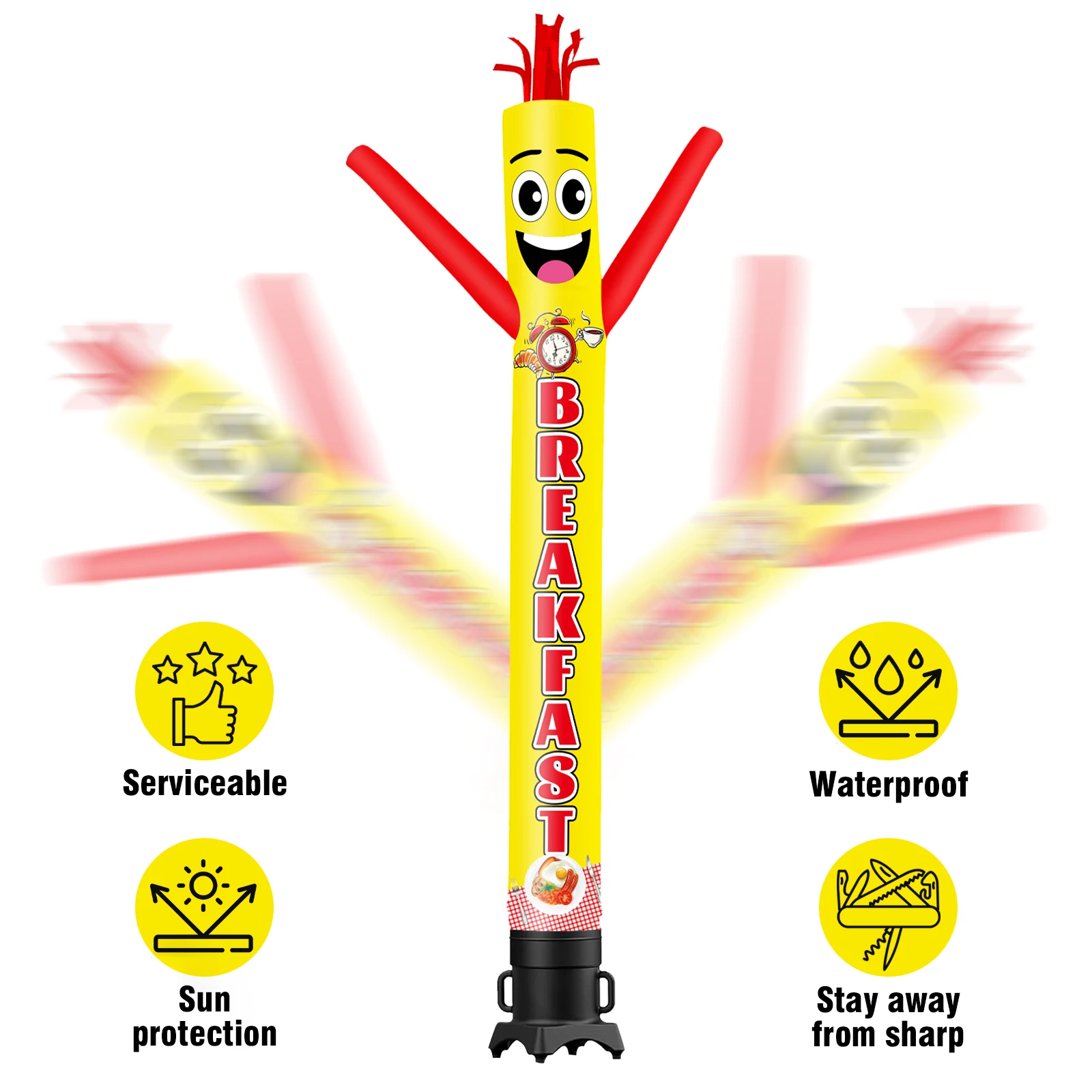 공기 주입식 아침 식사 댄싱 가이, 야외 장식 광고, 송풍기 미포함, 6 피트, 10 피트, 15 피트, 20 피트
